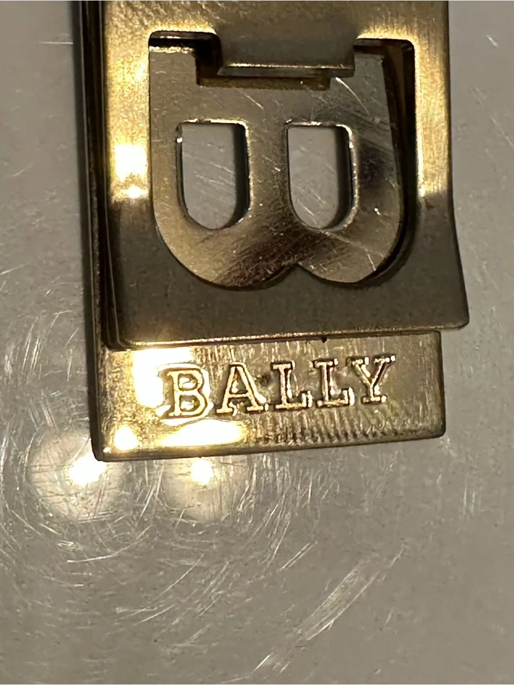 Vintage Bally Made in Italy B Logo Gold Tone Money Clip